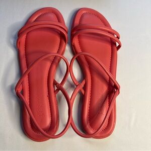 J. Crew Coral Red Double-Strap Flat Sandals